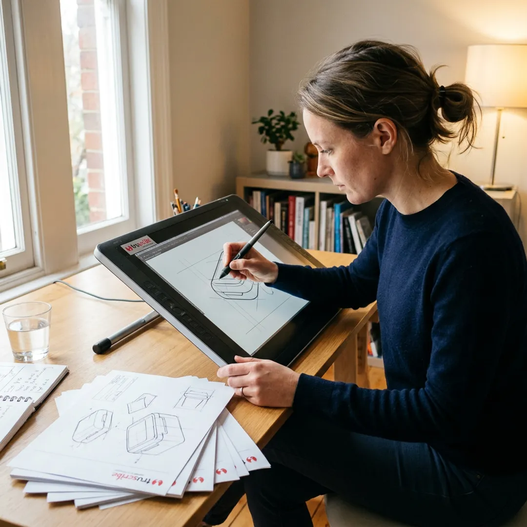 Professional technical illustration workspace