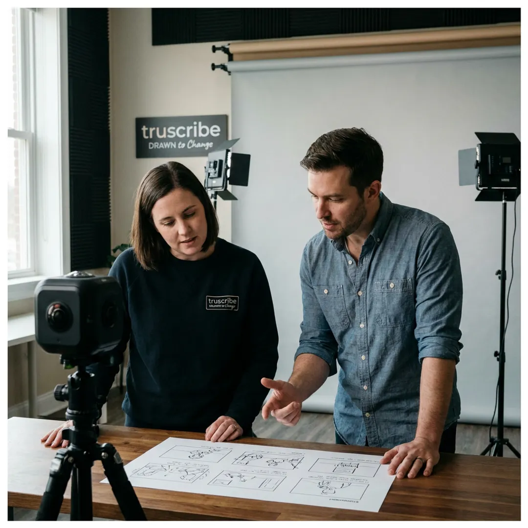 360 video production crew planning an immersive shoot