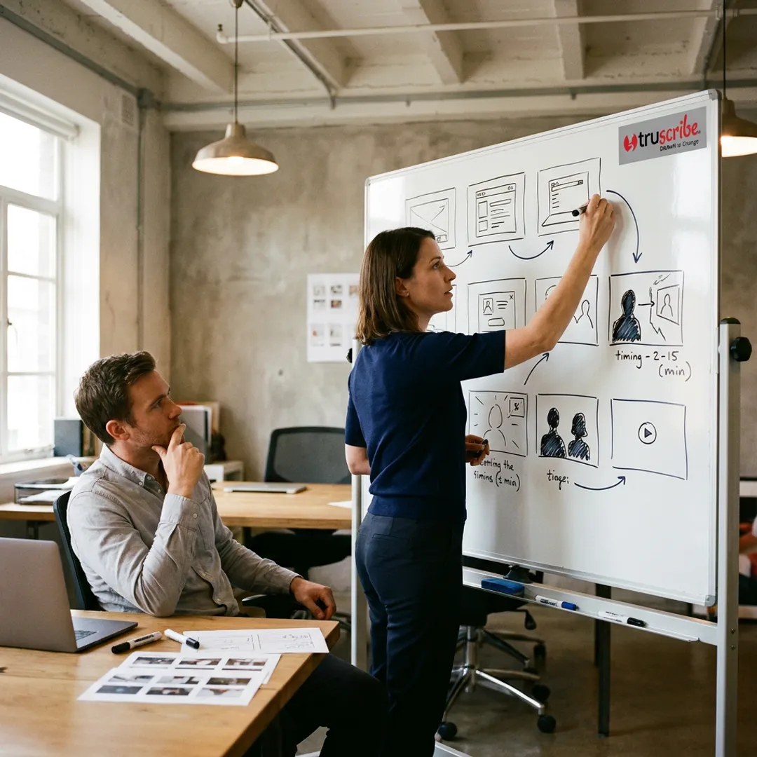 Hand-drawn SaaS explainer storyboard