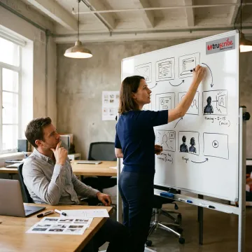Hand-drawn SaaS explainer storyboard