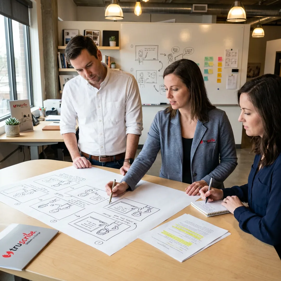 Whiteboard video production planning session