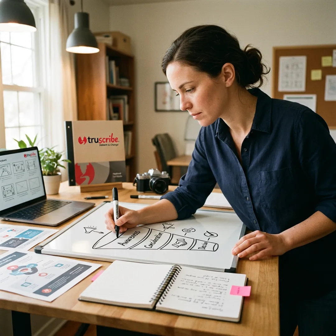 Hand-drawn sales video production storyboard