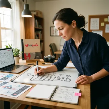 Hand-drawn sales video production storyboard