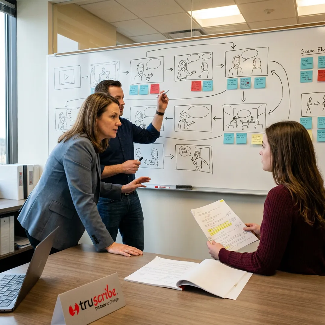 Consultants designing illustrated corporate training content
