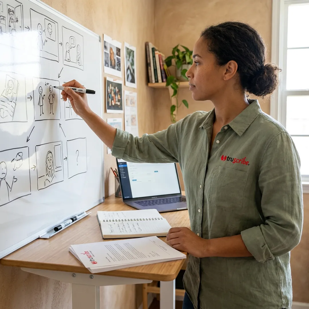 Instructional designer planning illustrated training content