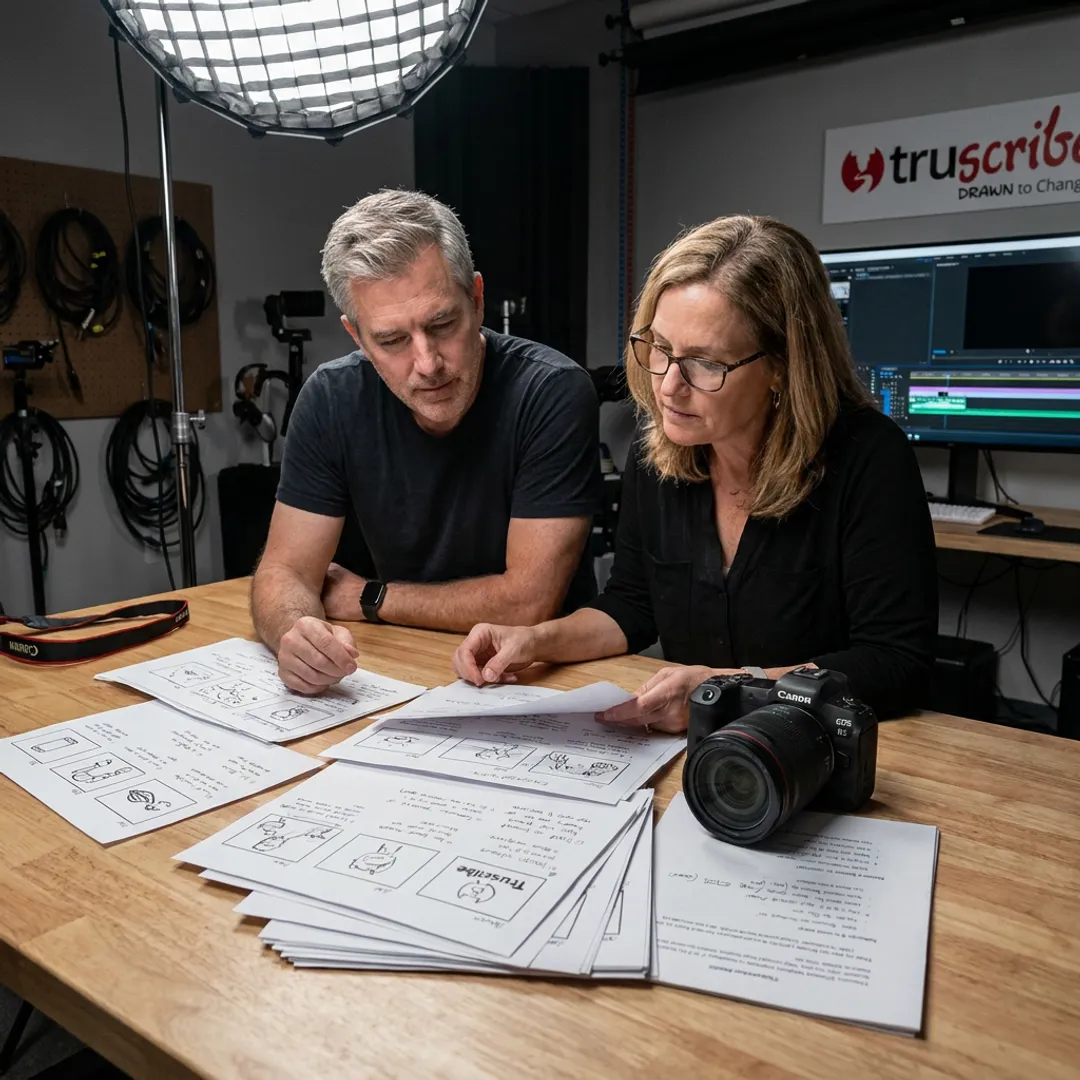 Video production team planning a business explainer video