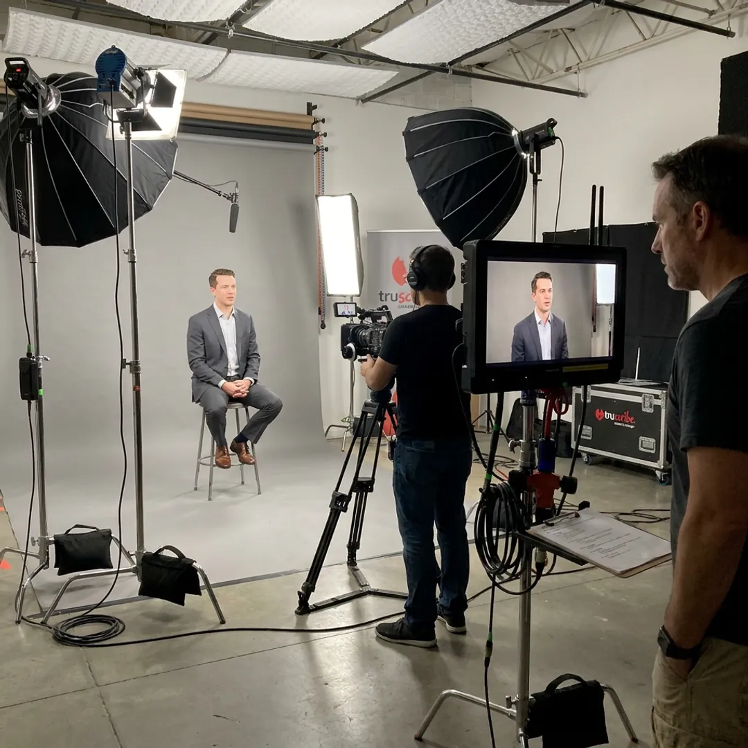Video production team creating a corporate video