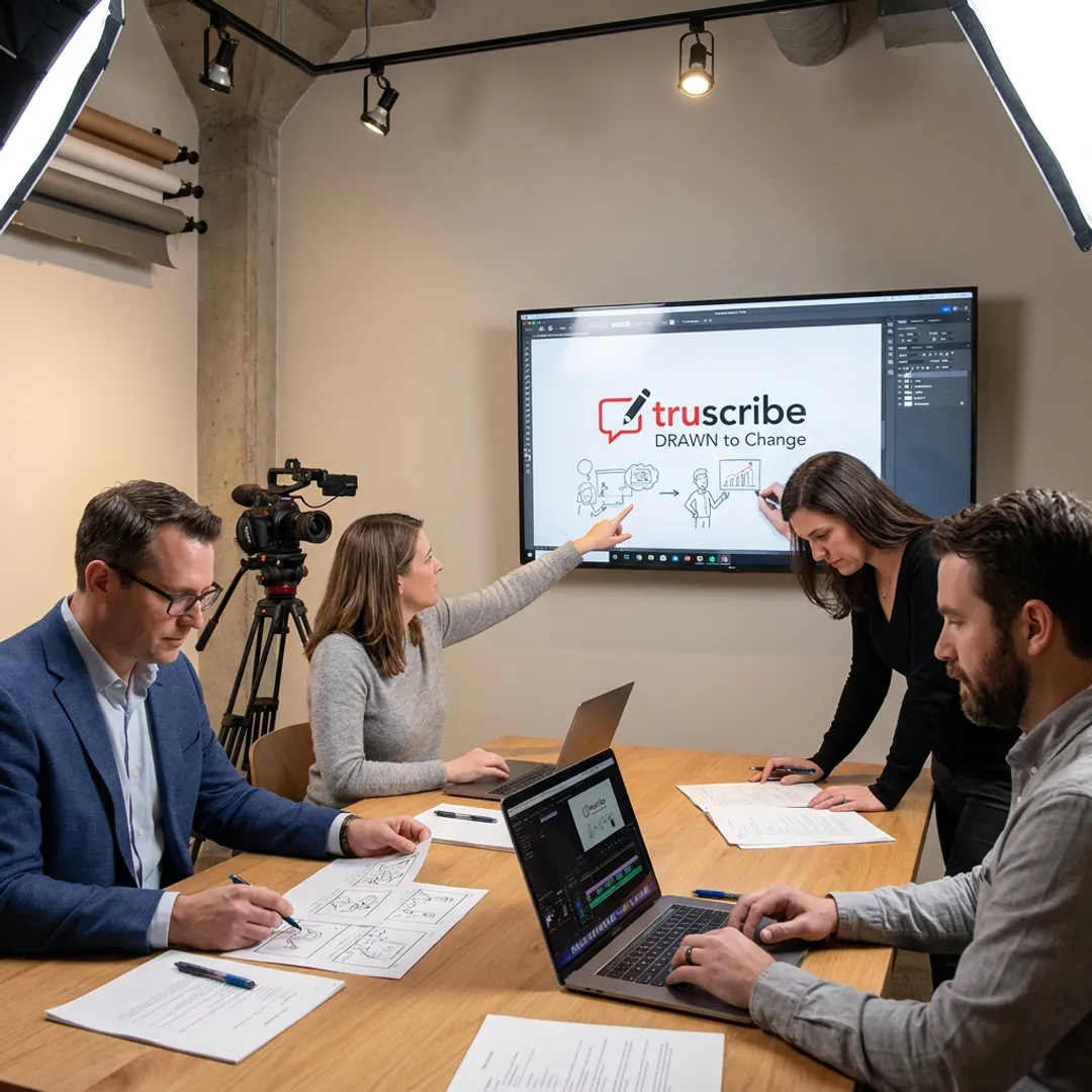 Video production team planning a business video