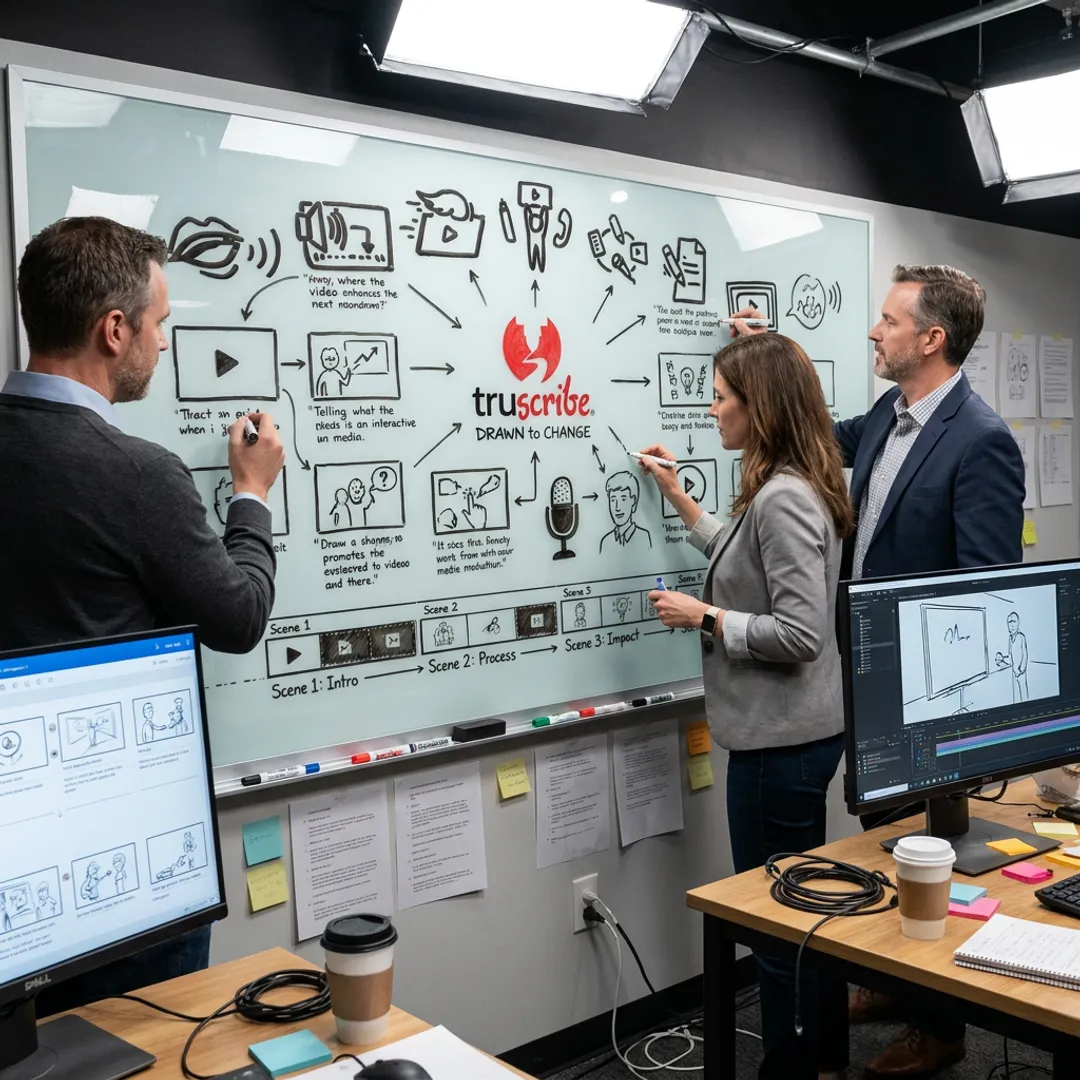 Creative team planning interactive media production