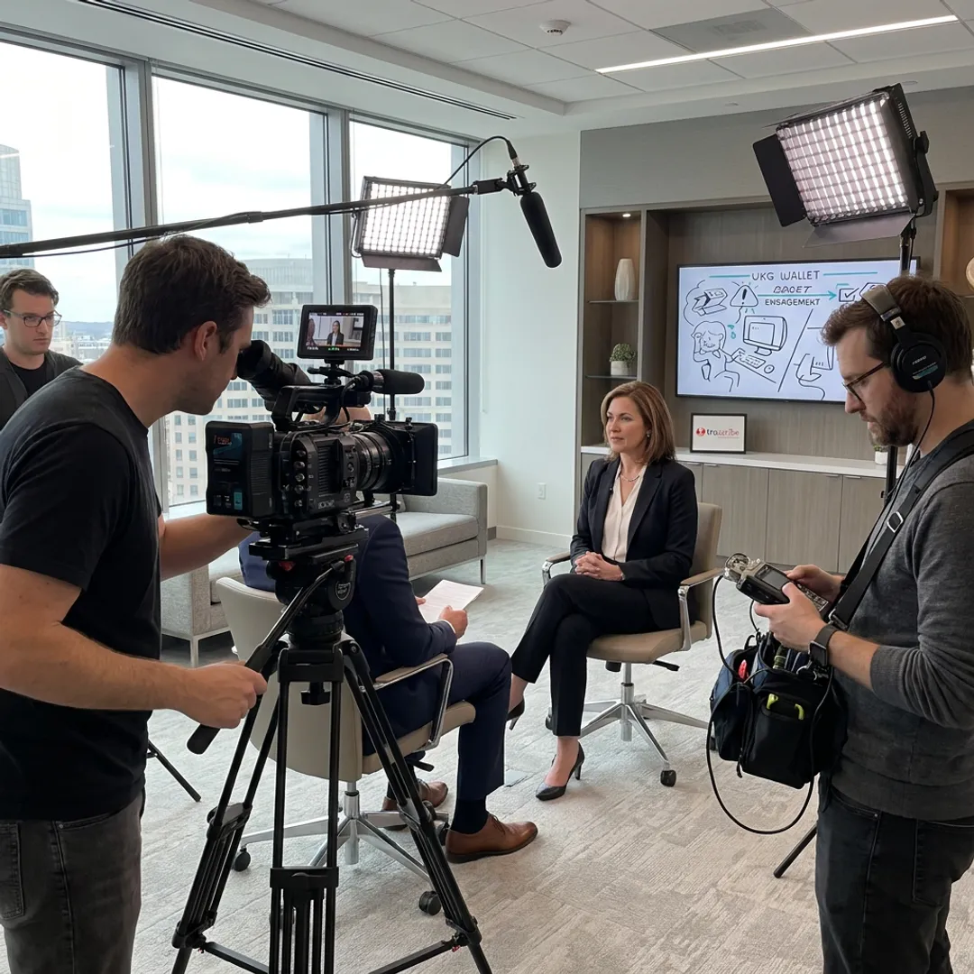 Video production crew filming in a Washington DC office