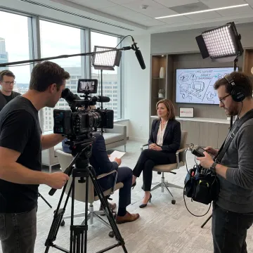 Video production crew filming in a Washington DC office