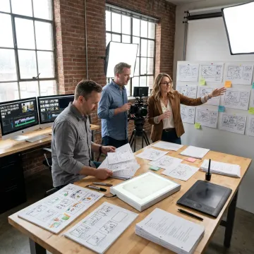 Video production agency team creating storyboard