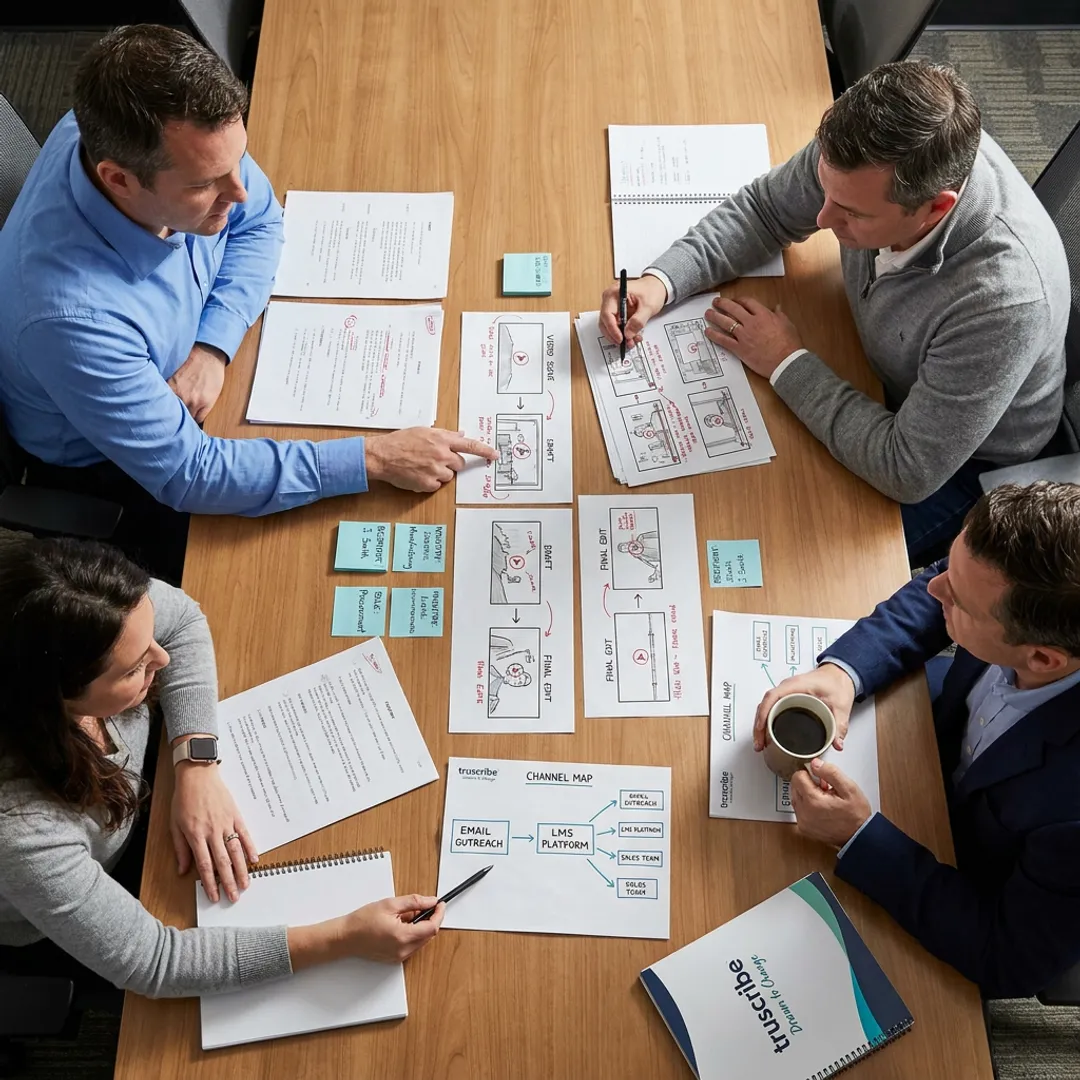 Team planning a personalized video campaign workflow