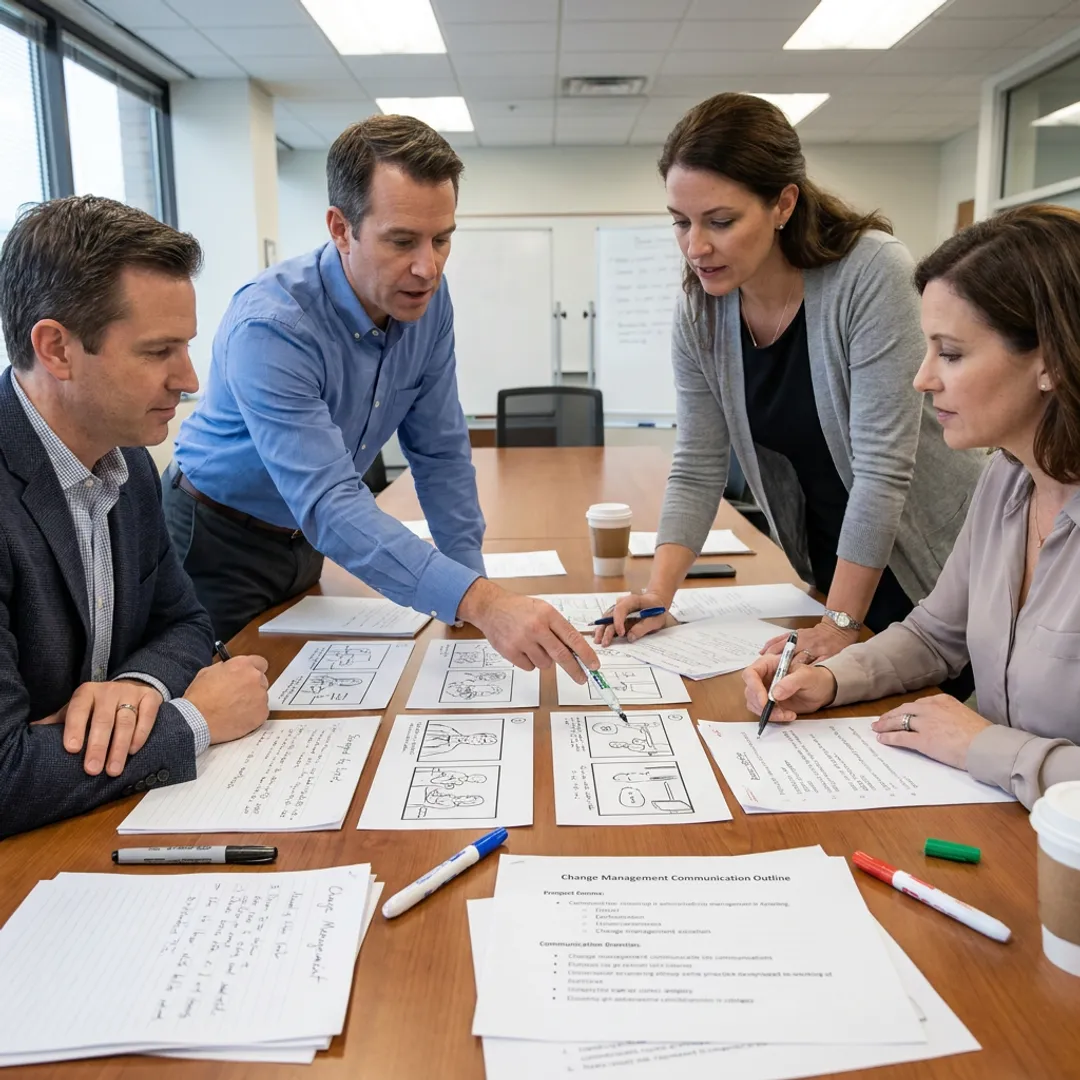 Team planning internal communication strategy