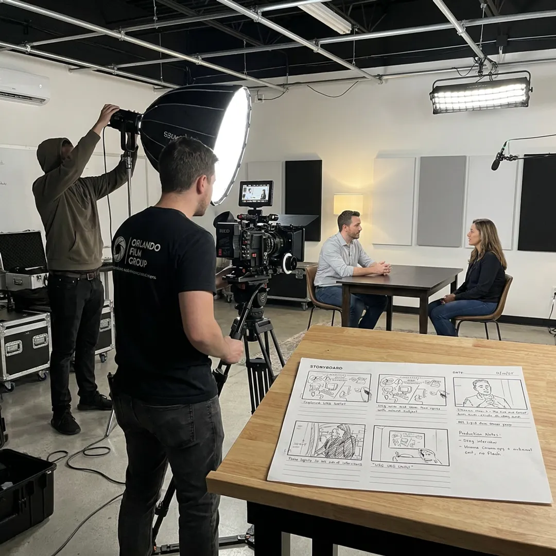 Orlando video production crew filming an interview