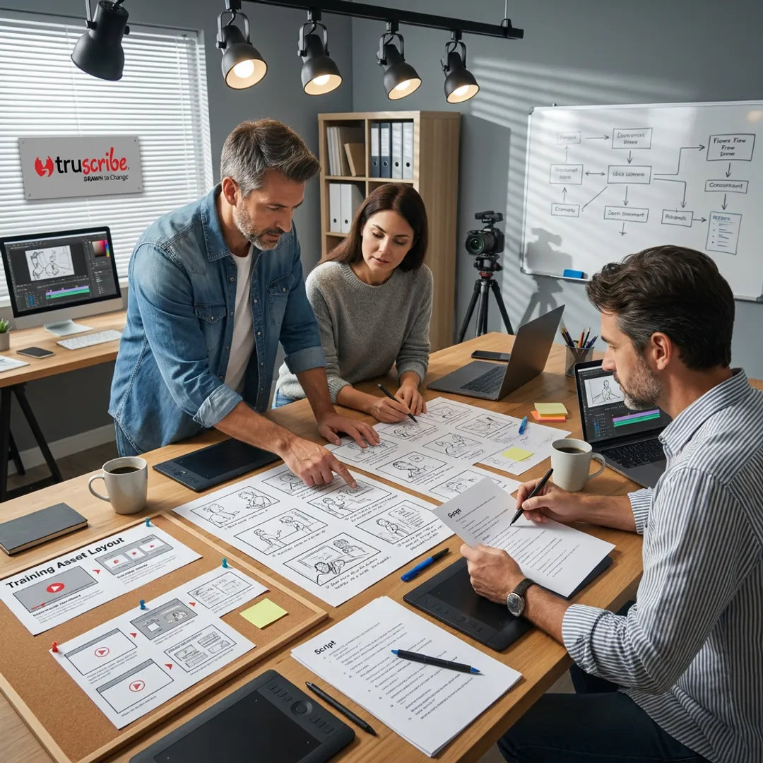 Corporate team planning visual communication workflow