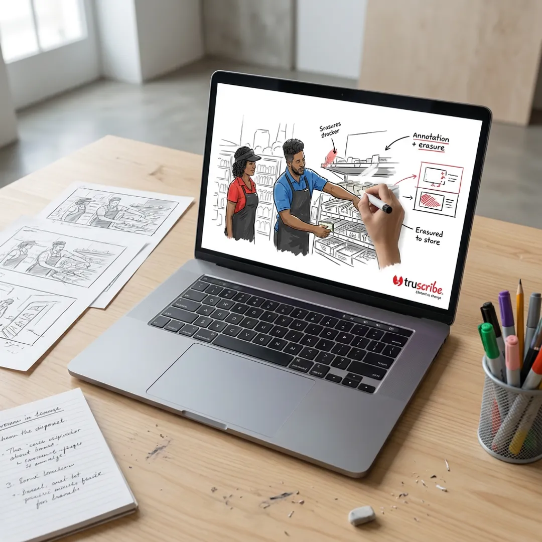 Interactive product demo video on a laptop screen