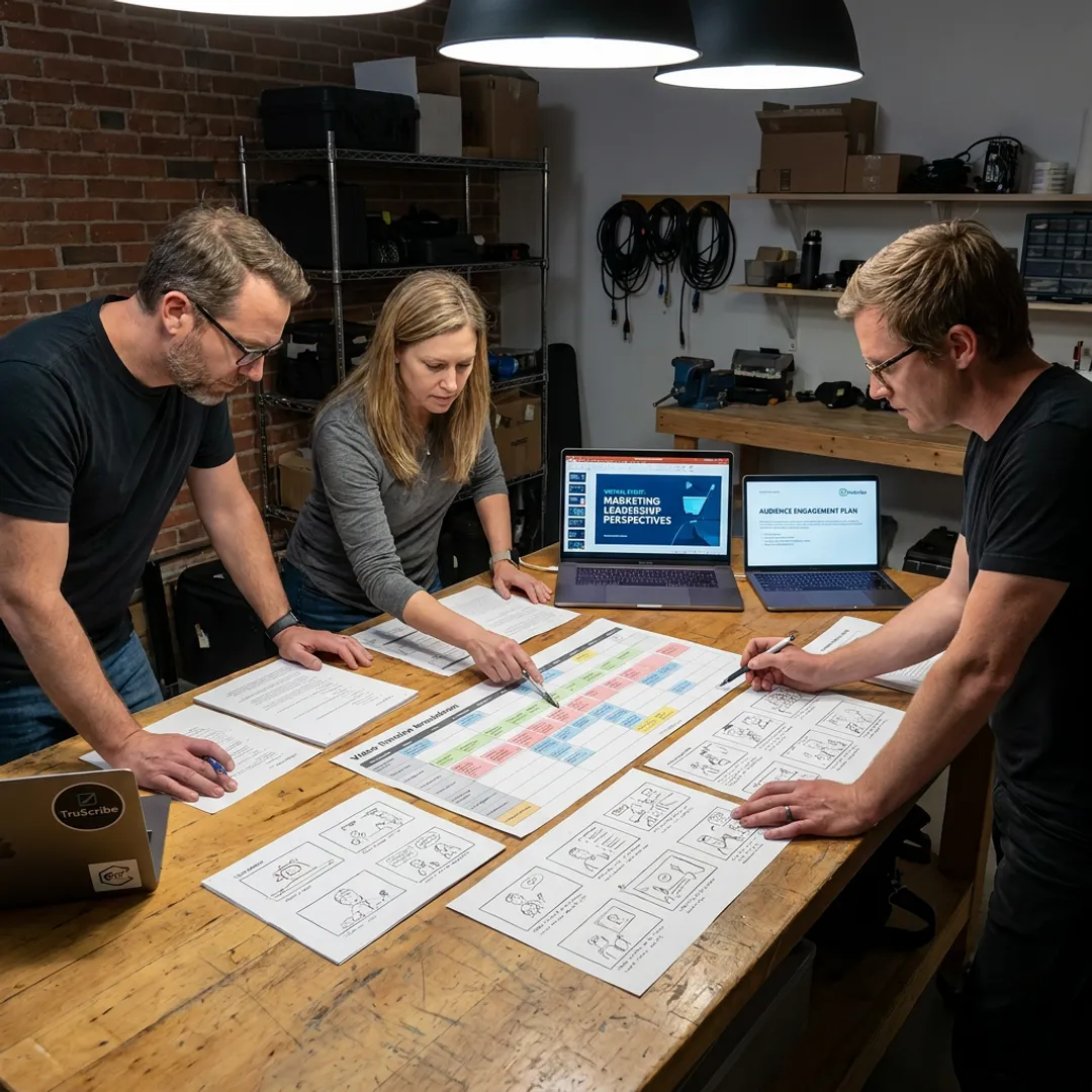 Virtual event production team planning video content