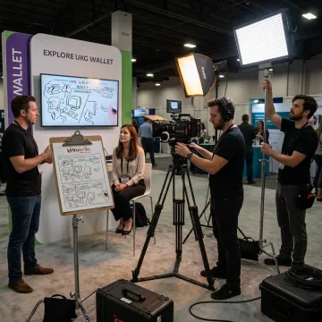 Professional video production crew filming a corporate project