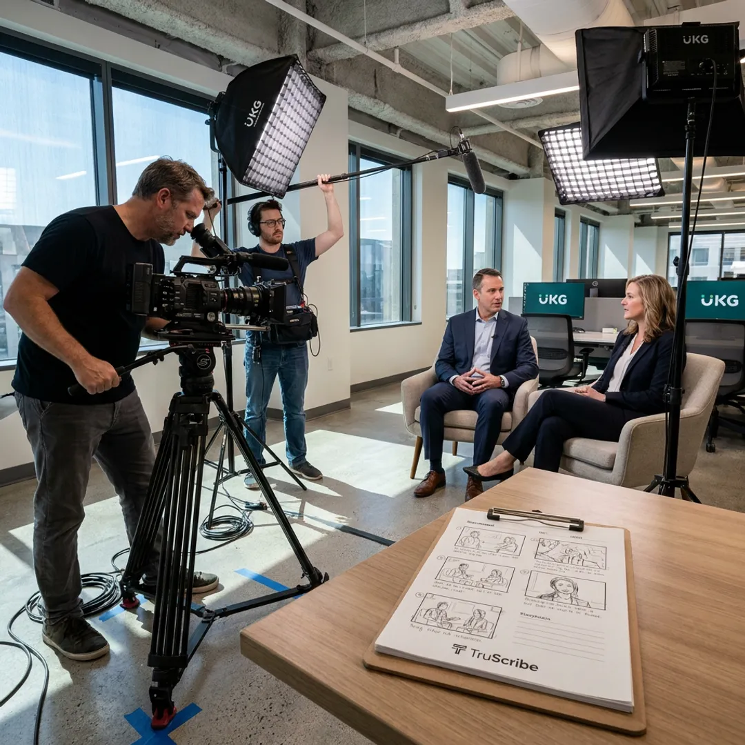 Professional video production team filming