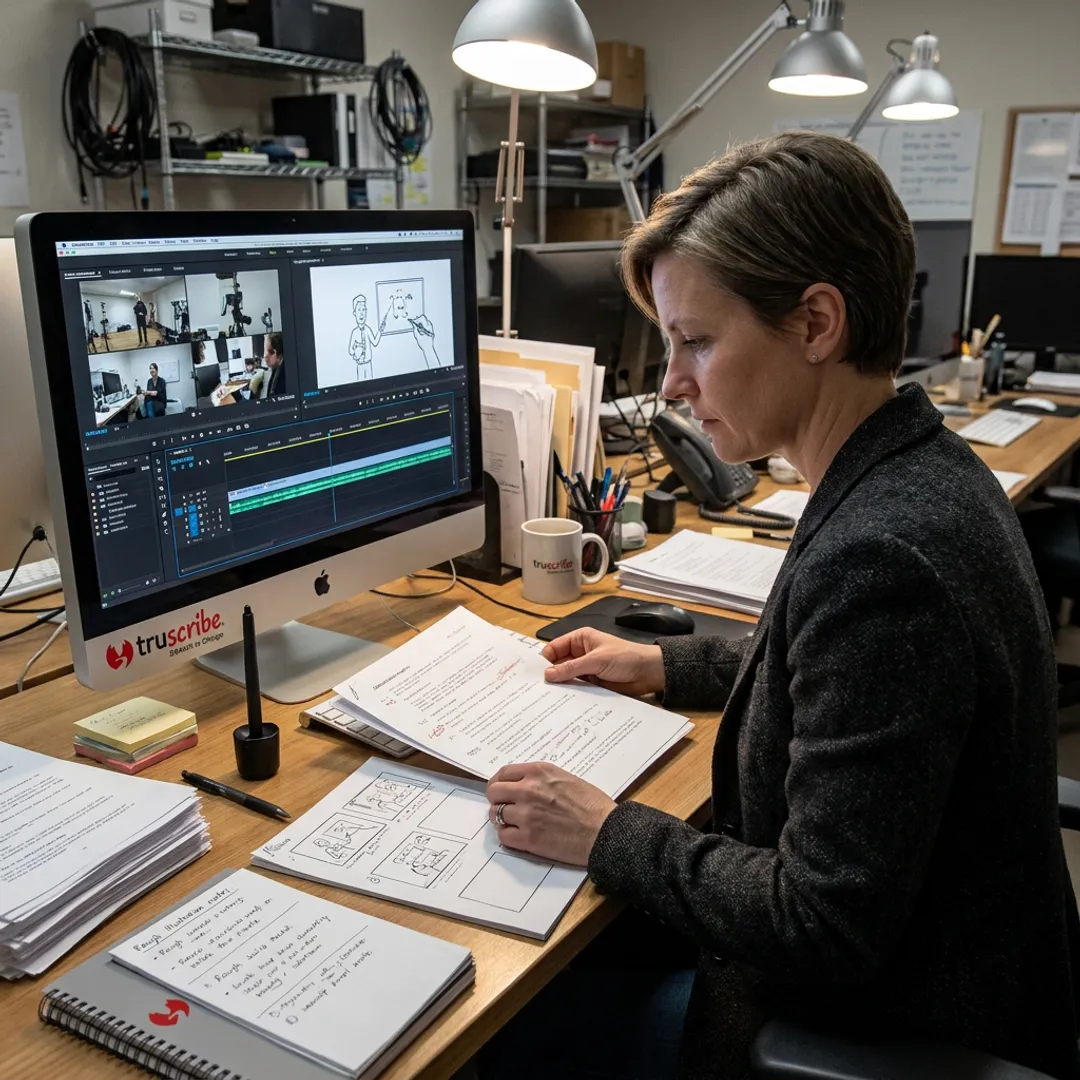 Video production workflow with storyboard and editing timeline