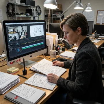 Video production workflow with storyboard and editing timeline