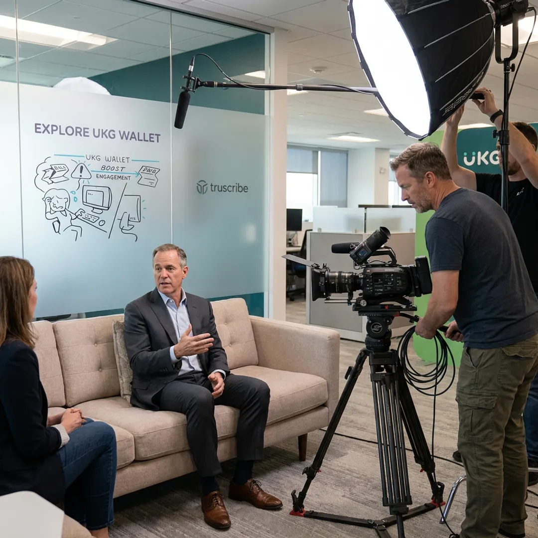 Documentary video crew filming an executive interview