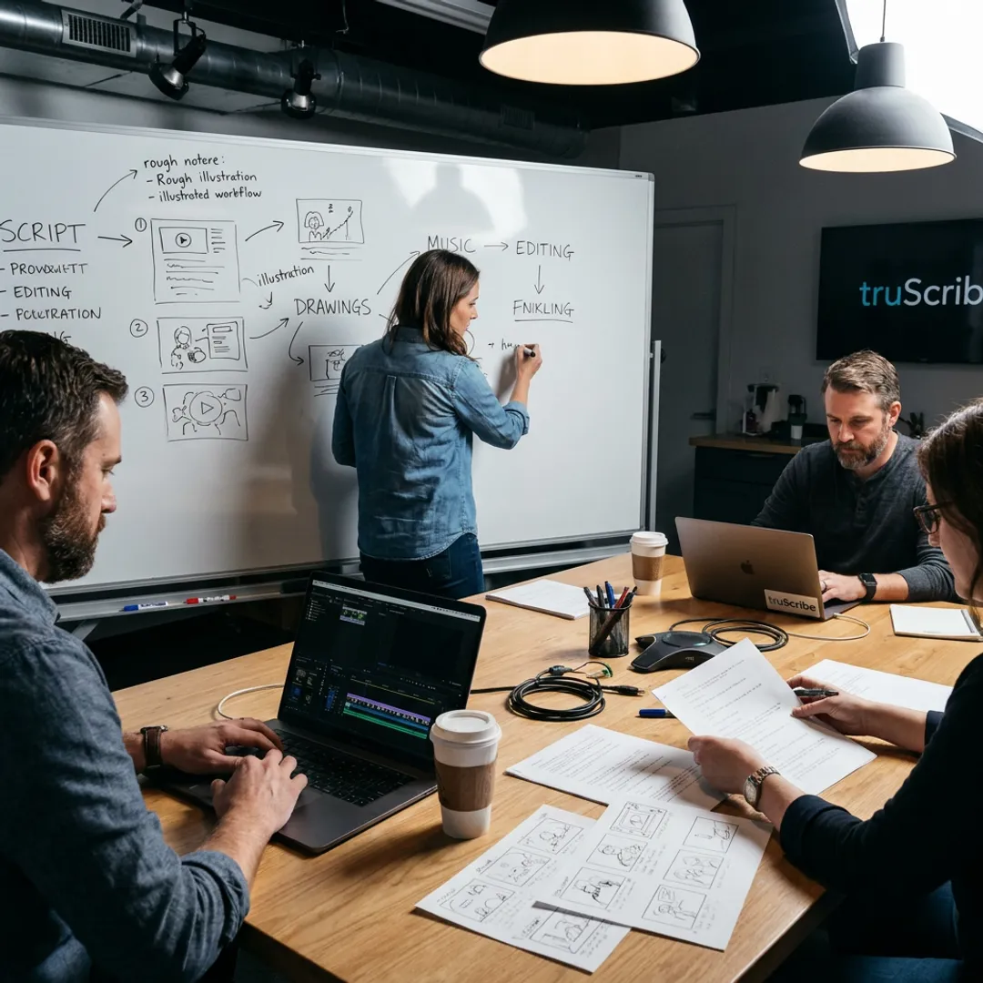 Video production team planning a corporate explainer video