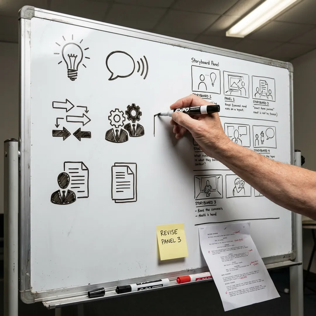 Hand-drawn whiteboard animation in progress