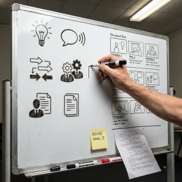 Hand-drawn whiteboard animation in progress