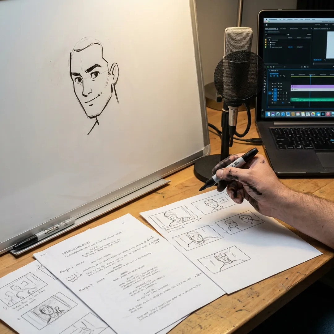 Whiteboard animation production in progress