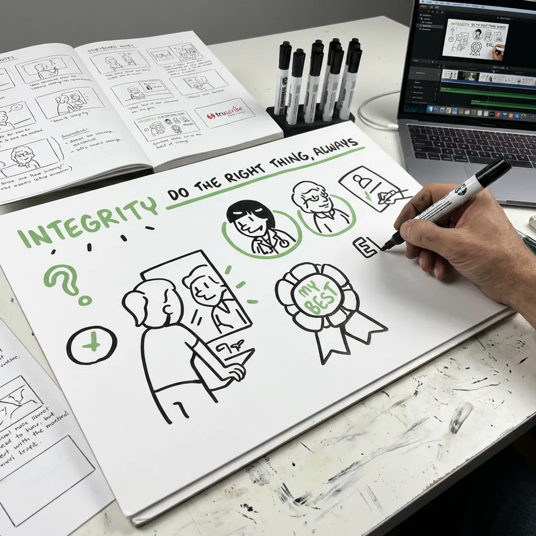 Hand-drawn whiteboard animation explainer video in progress