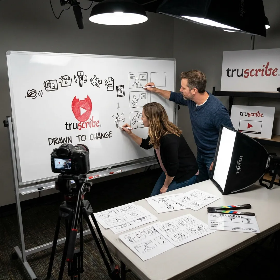 Branded video production team creating a whiteboard animation