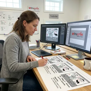 Illustrated corporate training storyboard review