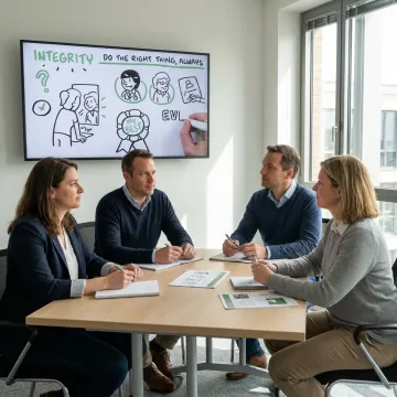 Employee onboarding training with illustrated whiteboard visuals