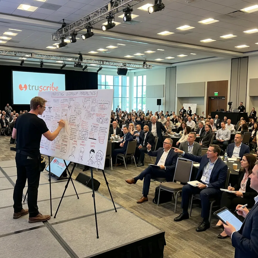 Live illustrator drawing at a corporate conference