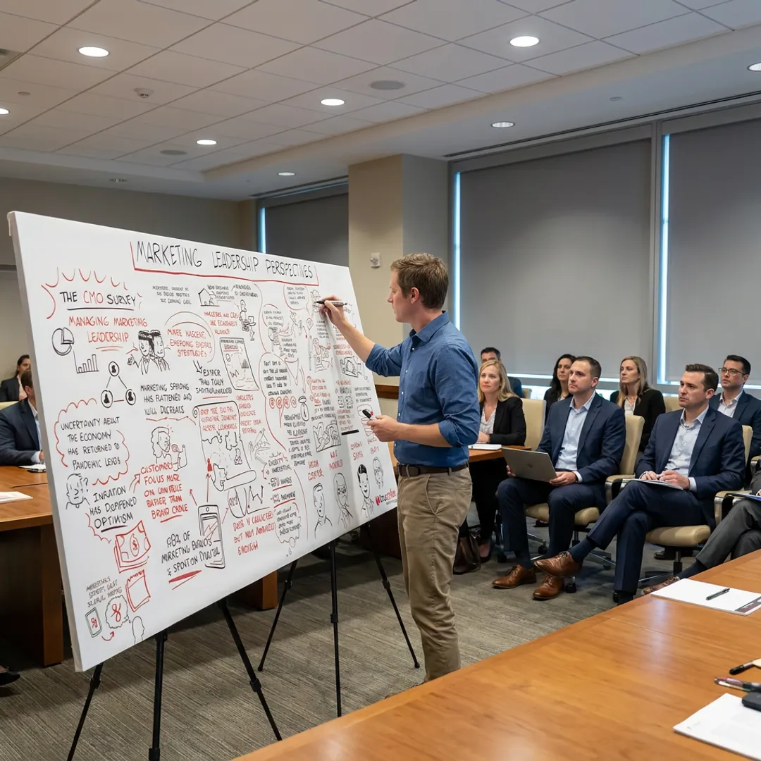 Live illustrator capturing conference discussion
