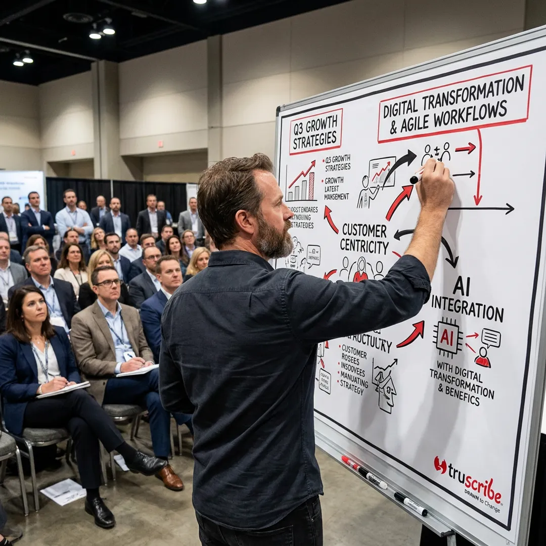 Artist creating a live illustrated conference summary