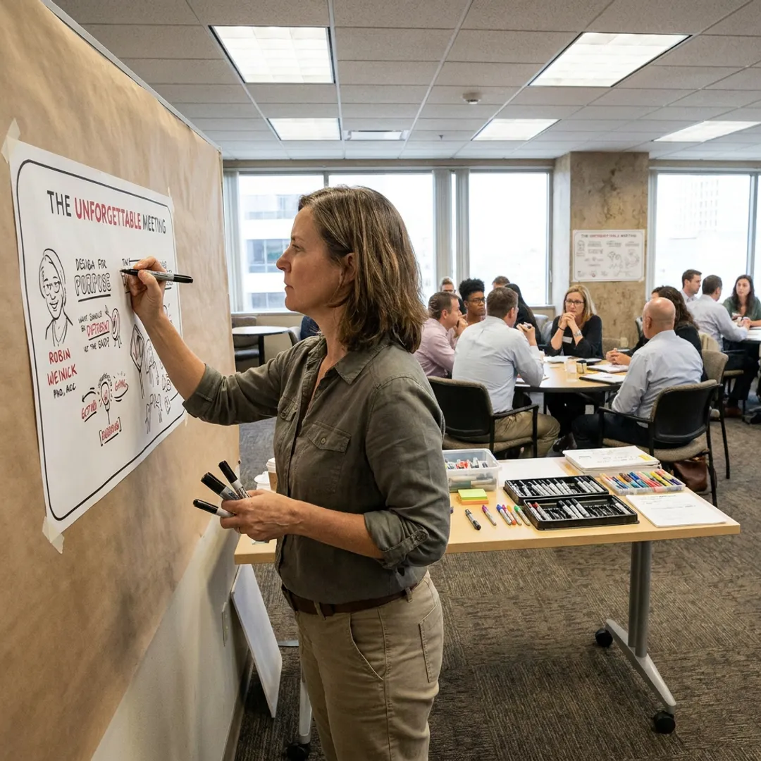 Live visual meeting notes being drawn during a business workshop