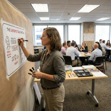 Live visual meeting notes being drawn during a business workshop