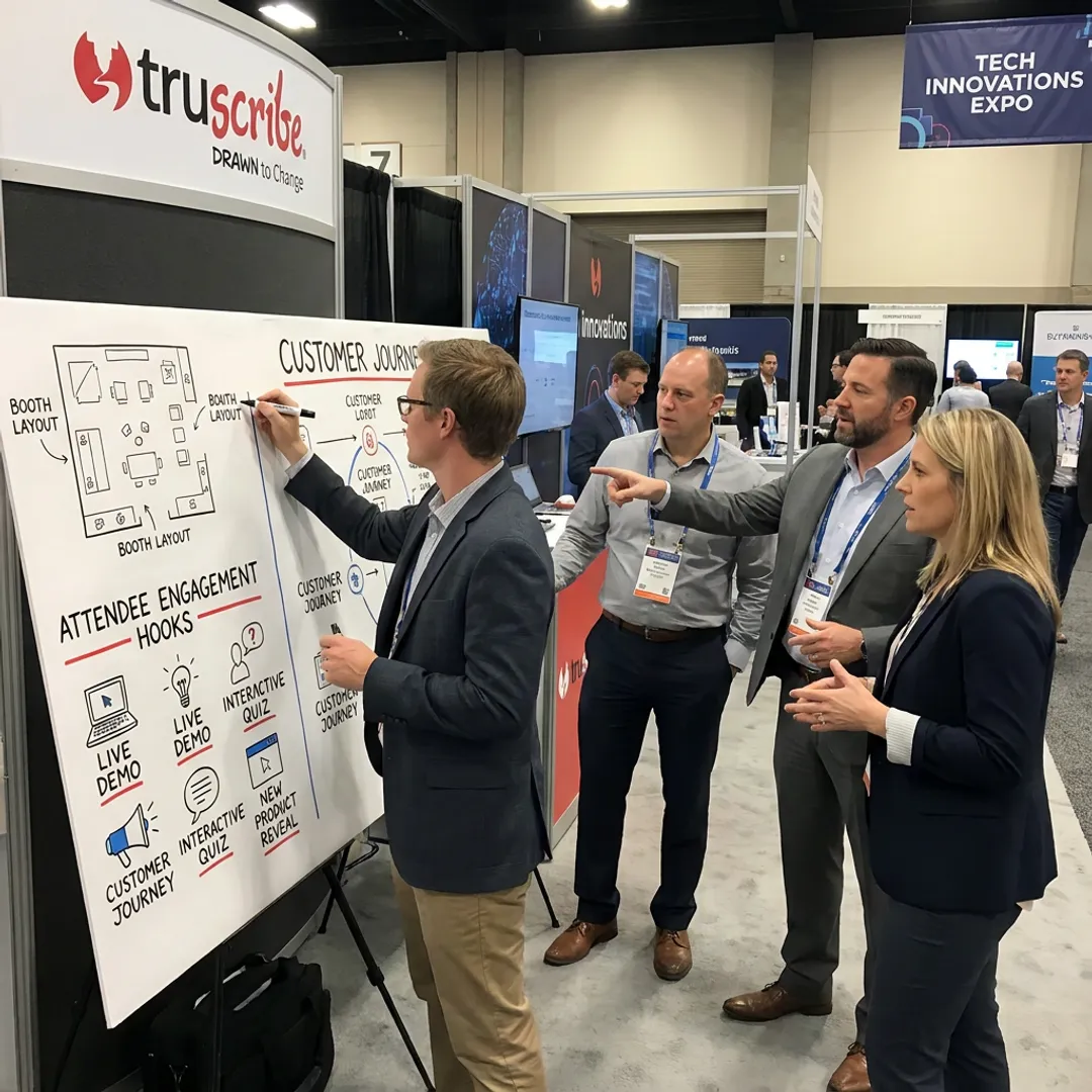 Artist creating trade show booth illustrations