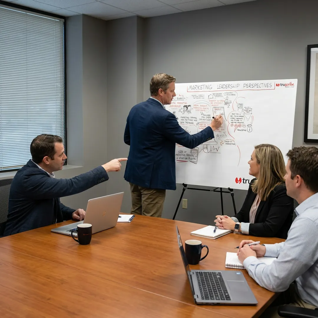 Graphic reporter drawing live visual notes at a meeting