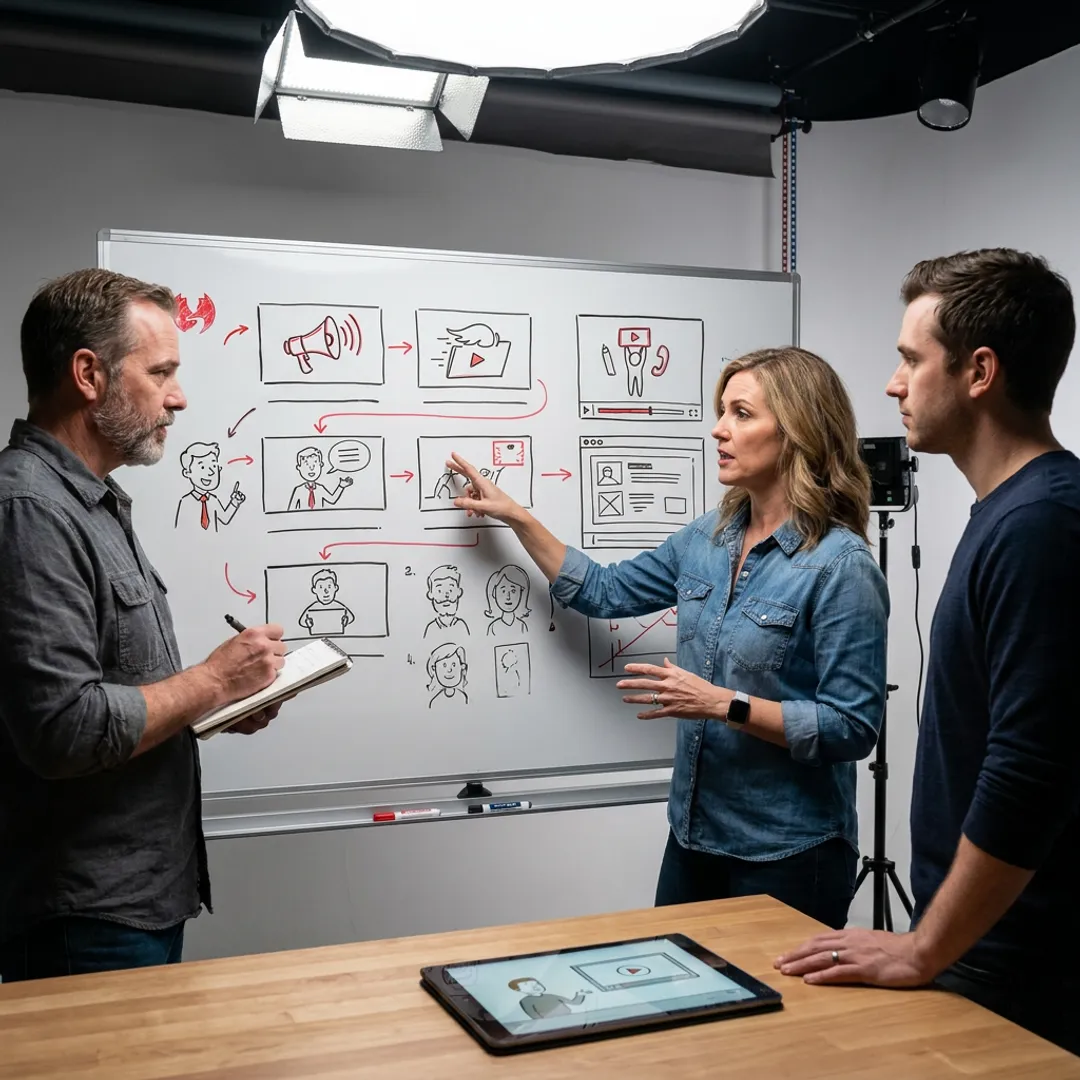 Illustrated corporate training strategy session