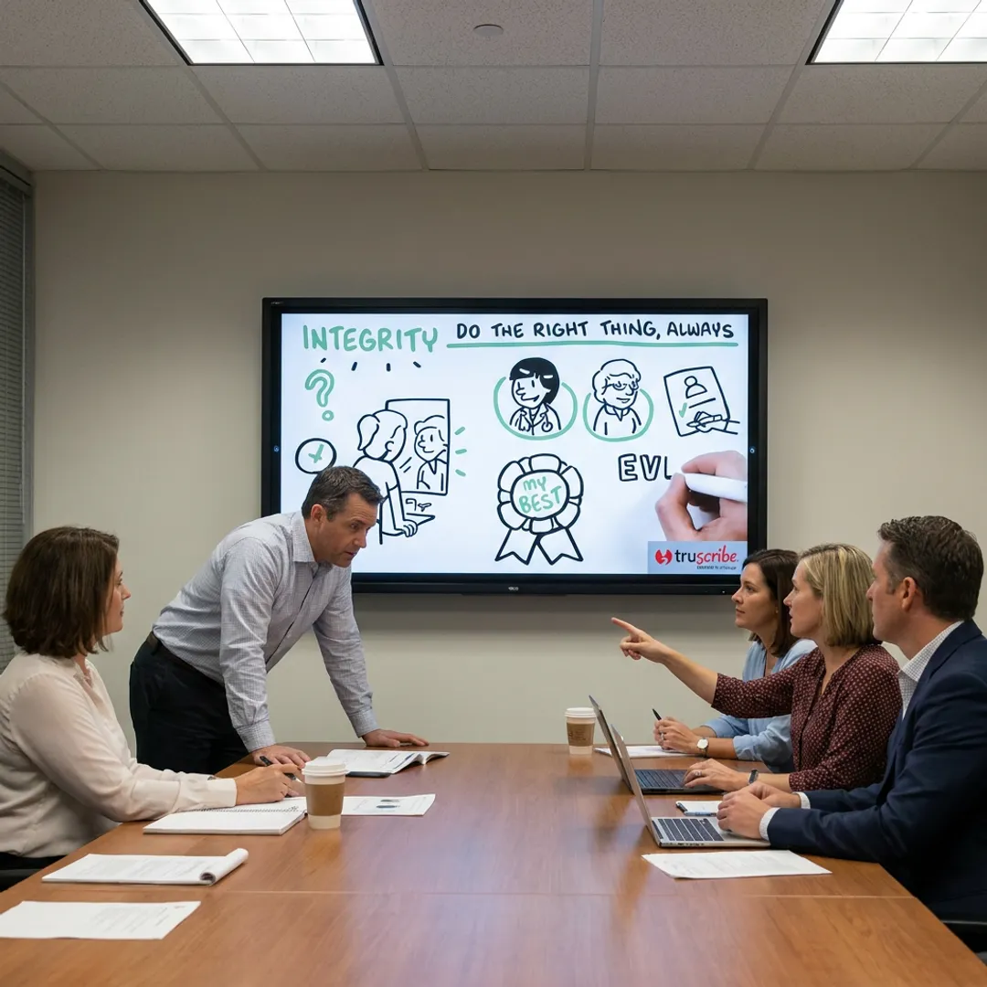 Corporate training whiteboard illustration session