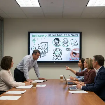 Corporate training whiteboard illustration session