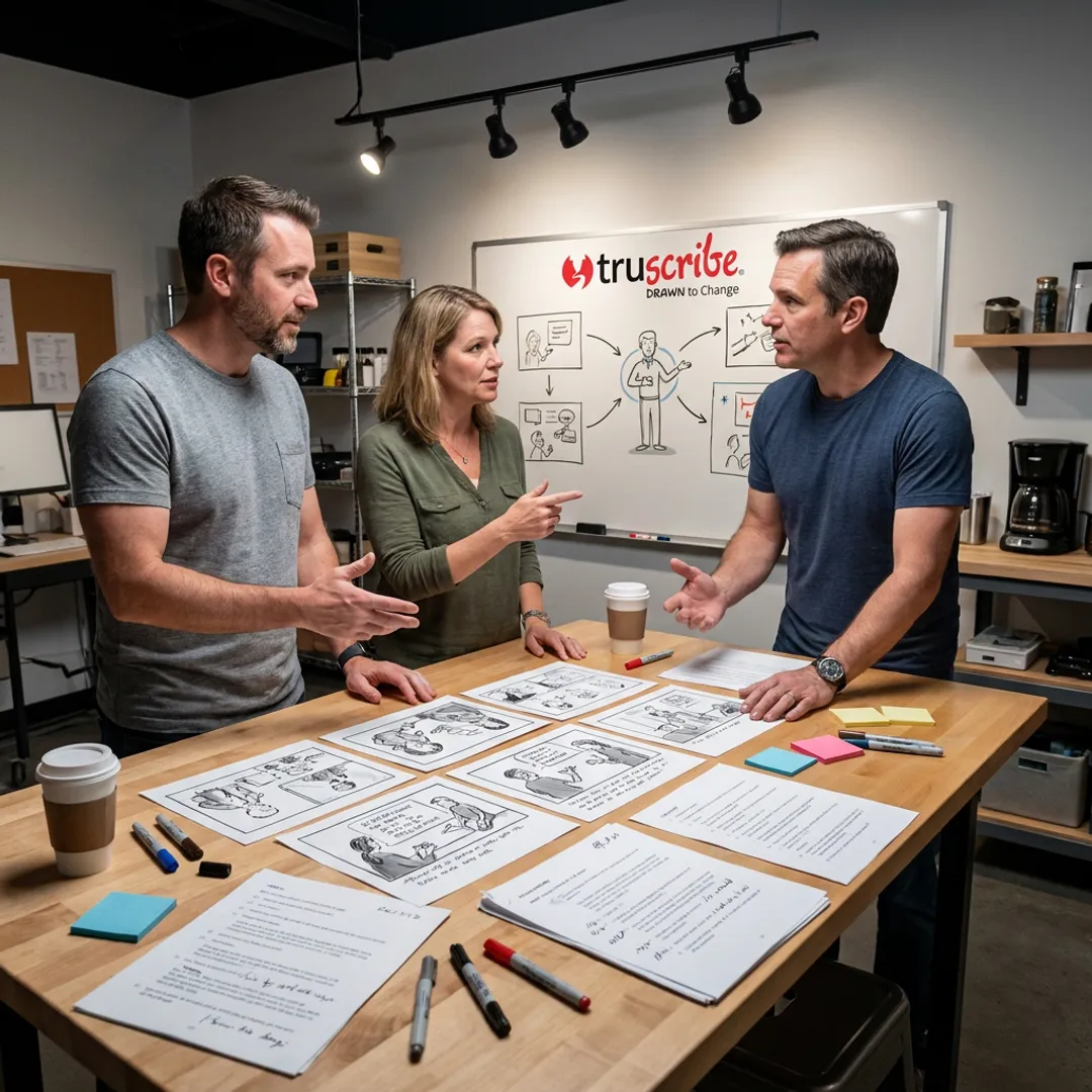 Instructional design consultants planning illustrated training content