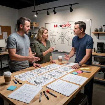 Instructional design consultants planning illustrated training content