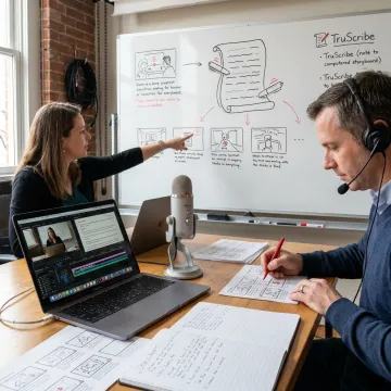 eLearning video production team creating whiteboard training content