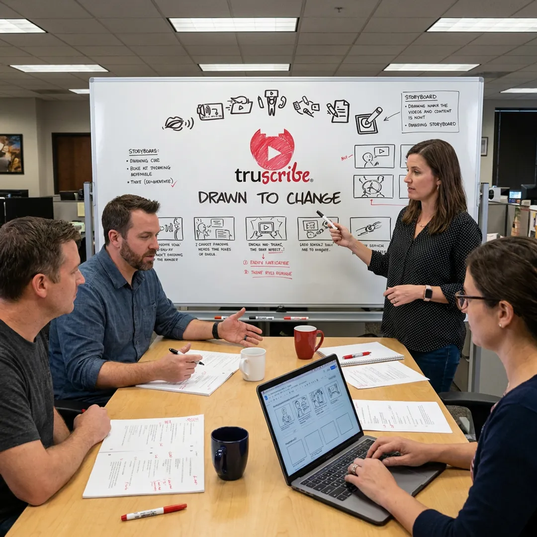 Creative team planning a product demo video storyboard