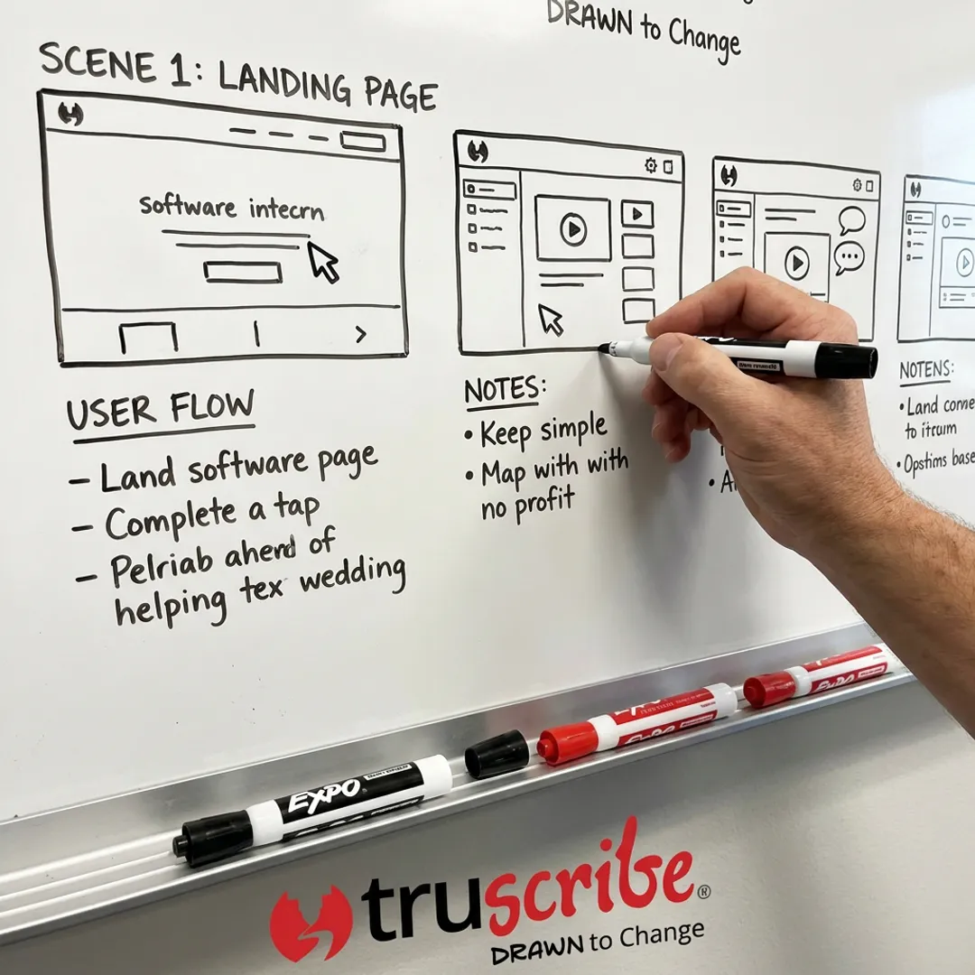 Hand-drawn product demo video storyboard